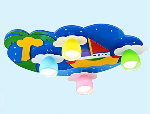 GZLIGHT Modern Ceiling Light Pendant Lamp Children'S Room Lighting Creativity Eye Lighting Boats Coconut Blue 5 Watt Led Light Bulbs With Remote Control 75*49*16cm