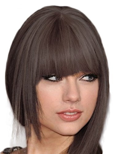 THICK CLIP IN ON FRINGE BANGS WITH SIDE FACE FRAMING LAYERS CUSTOM MADE FREE COLOUR MATCH SERVICE (DARK BROWN (2))