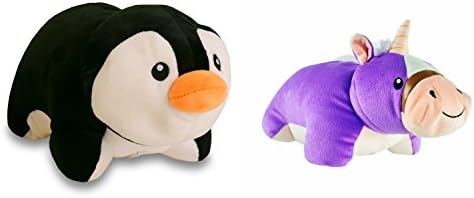 Necknapperz Twinkle The Unicorn and Waddle The Penguin Plush Toy and Pillow