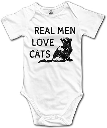 Cat Love SISYHJ Real Men Love Cats Unisex Boys Girls Baby Onesies Bodysuit Organic - Black -