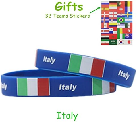 Toymio Silicone Bracelet Wristbands Cheerleading supplies for 2018 Russia World Cup Football Fans Soccer Fans Accessories, 2pcs (Italy)