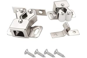 DERBWAY Lot de 10 Fermoirs de Porte Avec vis à double Rouleau pour Placard, Placard, Placard, Placard, Fermoir, Loquet de Porte pour Meubles de Maison, Placard, Argent