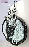  EINHORN Ohrringe Ohrhänger mit Einhörnern schwarz weiß gothic glitzernde lange Ohrringe