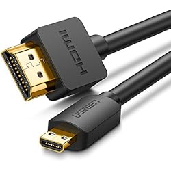 UGREEN Cable Micro HDMI a HDMI 3D 4K Alta Velocidad con Ethernet ARC, para GoPro Hero 3 3+ 4 5 Black 6 Black, Chuwi Hi10,BQ Aquaris M8 M10, Sony Alpha Más Cámaras, Tabletas, Portátiles(1M)