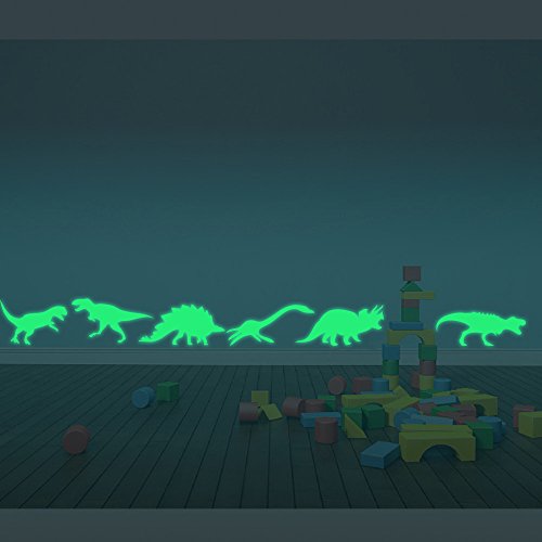 ufengke 9-Stück Dinosaurier Wandsticker Fluoreszenz-Aufkleber Leuchten Im Dunkeln, Kinderzimmer Babyzimmer Entfernbare Wandtattoos Wandbilder