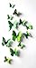 12 Pcs 3D Butterfly Green Stickers Making Stickers Wall Stickers Crafts Art Decor Wall Stickers Home kid Room Decals Butterflies
