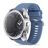 Smart Watch Dual Time Zone Farbdisplay IP68 Wasserdicht Herzfrequenz Blutdruckmessung Sport Uhr, blau