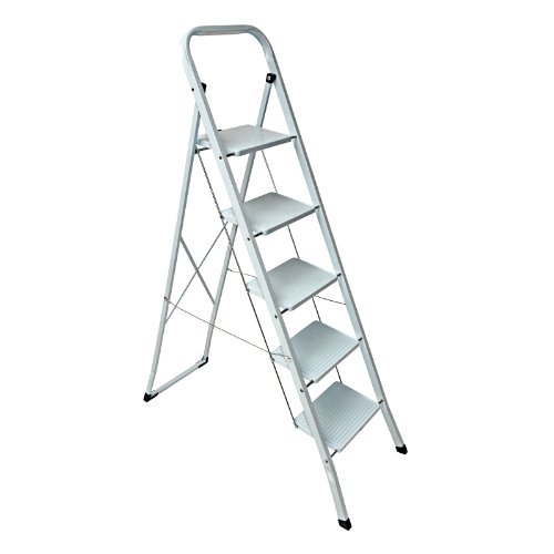 DEMA Stahl-Klapptritt Leiter 5 Stufen weiß - 3