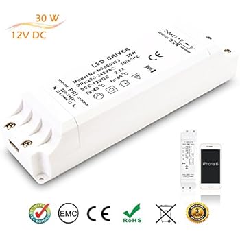 30W LED Driver 12V 2.5A Constant Voltage Transformer - 100-240V Input For LED Lighting