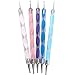 SODIAL(R) Set of 5 Multi Coloured Swirl Double Ended Nail Art Dotting/Marbleizing tools Color Choose