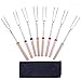 Produktbild DIWENHOUSE Marshmallow Bräter Sticks, ausziehbar BBQ Gabeln Teleskop Edelstahl Grill Grill Sticks für Fire Pit Camping Lagerfeuer, 8 Stück mit wasserdicht Canvas-Tasche