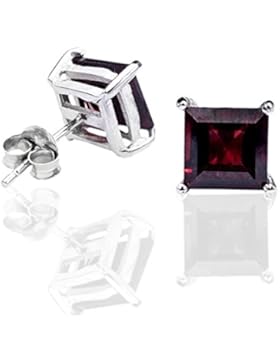 DTPsilver -Damen - Ohrringe 925 Sterling Silber mit Edelsteine Quadratisch Ohrstecker 7 x 7 mm