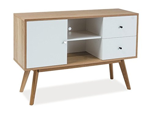 Preisvergleich Produktbild Kommode 'Scandic K1' Tv Board Holzregal Eiche Weiß