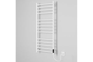 Manissa White Dry Electric Heated Stainless Steel Towel Rail 400 x 1000mm Energy Efficient
