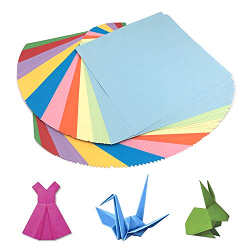 HEOCAKR Papel para Papiroflexia, 100 Hojas Papel de Origami 20 x 20 cm 10 Colores para Manualidades DIY Proyectos de Artes y Manualidades, Cuadrado Color Papel Plegable
