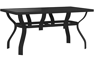 vidaXL Mesa de Jardín Comedor Cocina Patio Terraza Balcón Muebles Mobiliario Soporte Exterior Estable Acero y Vidrio Negra 140x70x70 cm