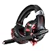 Produktbild Harpily On-Ear Kopfhörer Gaming Headset Stereo Gaming Noise-Abbrechen Wired Headset-Noise Cancelling-Sport Kopfhörer-LED Licht (Rot)