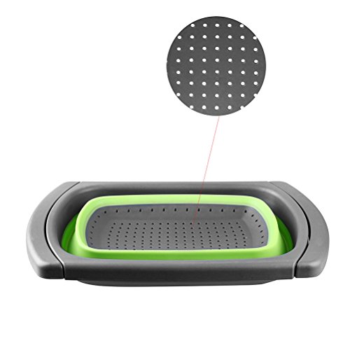 Vicloon Küche Klapp-Sink Silikon Seiher, Faltbarer Seiher, Grün/3.8L - 3