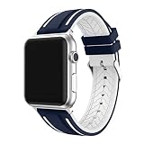 VRTUR Armband Band Ersatzarmband Uhrenarmband Wechselarmband Smartwatch ZubehöR Zweifarbiges Silikonarmband Mit Blumenmuster (,Blau)