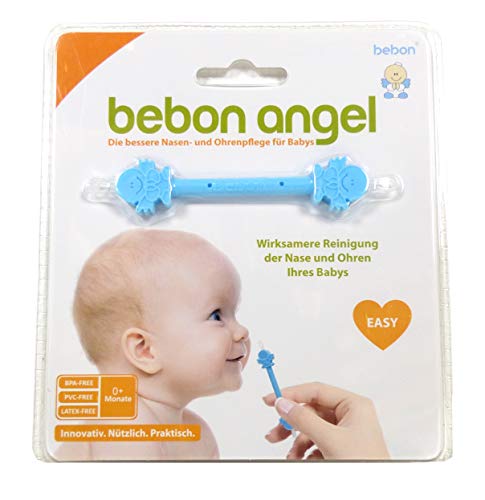 Bebon BEB2001 Angel - El mejor limpiador nasal y de orejas para bebés - visible más eficaz que el aspirador nasal/aspirador nasal, color azul