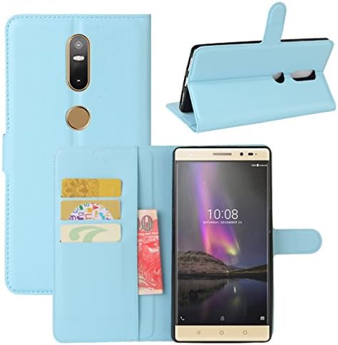 Lenovo Phab 2 Plus Case, HualuBro [Kickstand] [All Around Protection] Premium PU Leather Wallet Flip Phone Protective Case Cover with Card Slot and Magnetic Closure for Lenovo Phab 2 Plus 6.44 Inch Smartphone (Blue)