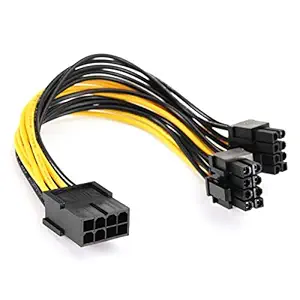 SaiRetail.Com 8 Pin PCI-E to 2 PCI-E 8 Pin (6 Pin + 2 Pin) Power Cable, Splitter PCI Express Graphics Card Connector PC Power Cable GPU Graphics Video Card Wire