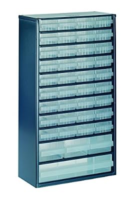raaco 137430 1240-123 Casier avec 40 tiroirs, Bleu/transparent