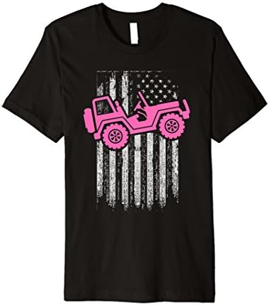 Men's Distressed Pink Four By Four Off Road Life USA Flag T-shirt 3XL Black