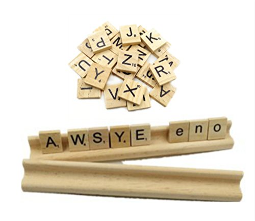 Dosige 100 Holz-Alphabet Scrabblefliesen Buchstaben Holz Scrabble Und Zahlen Buchstaben Alphabet Scrabbles Crafts Für Das Kunsthandwerk (groß- und Kleinbuchstaben gemischt) - 4