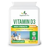 Vitamin D 4000IU 365 Vegetarian Tablets | High Strength Cholecalciferol Vitamin D3 Supplement | UK Manufactured