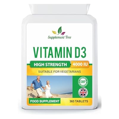 Vitamin D 4000IU 365 Vegetarian Tablets | High Strength Cholecalciferol Vitamin D3 Supplement | UK Manufactured