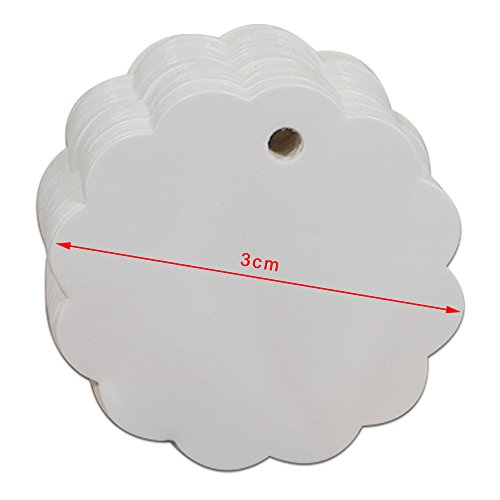 6x6cm (2.3"x2.3") 200 Stück Kleine Blume Kraft Geschenk Anhänger Papieranhänger Tags Labels Hochzeit Party Etikett Selbstgestalten Preisetiketten Preisschild Schilder Kofferanhänger DIY Handwerk Schild (Weiß)
