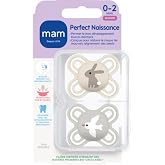 MAM | Perfect Naissance Pacifier 0-2 Months (2 Pieces) Random Colour &ndash; Extra Thin and Flexible Silicone Newborn Pacifier &ndash; Id