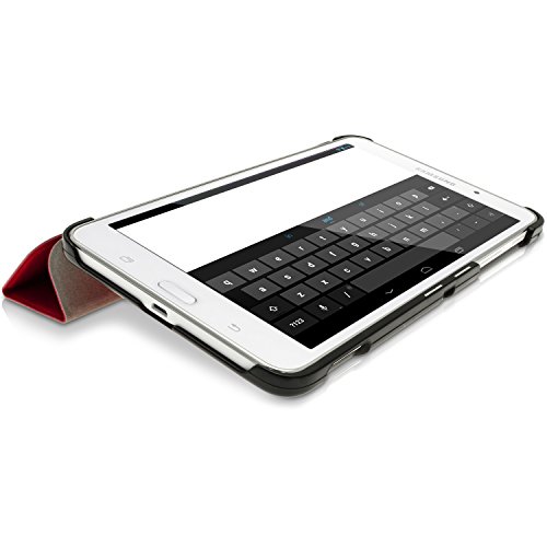 igadgitz Rot PU Ledertasche Hülle Smart Cover für Samsung Galaxy Tab 4 7.0″ SM-T230 mit Multi Winkelbetrachtung Stand + Displayschutzfolie - 7