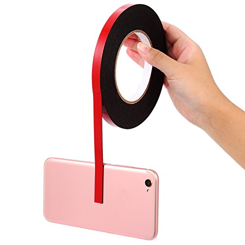 Shappy 10  m  10  mm  cinta de espuma de doble cara cinta adhesiva de montaje resistente al agua esponja de rollos de cinta  cinta de color negro con rojo dise  o de pel  cula