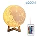 Produktbild PerGrate Licht DE LUNE, Lampe von Mond Licht DE NUIT DE LED 16 Farben Farbwechsel Eindruck 3D Moonlight USB wiederaufladbar mit Touchscreen Fernbedienung für das Décor zu Hause Geschenke Mutter