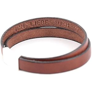Lederarmband mit Gravur auf der INNENSEITE in braun. Die Geschenkidee für Männer: Zweifach gewickeltes Armband mit Gravur innen und Magnetverschluss. Personalisierbar durch eigenen Wunschtext.