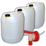 Bidons - Lot de 3 Jerricans 30 L, naturel, avec 1 Robinet DIN 61 (22001x3+22010)