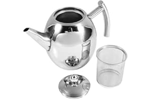 FTVOGUE Edelstahl Teekanne Kaffeekanne Wasserkocher Mit Filter Gro?e Kapazit?t 1L 1.5L f¨¹r Home Cafe Bar Restaurant(1000ml)