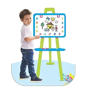 MOOVER Kids 8 in 1 Educational Double Side Magnetic Writing and Drawing Activity Easel White Board with Stand for 3-8 Year Old Kids