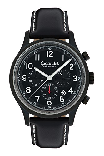 Gigandet Quarz Herren-Armbanduhr Efficiency Chronograph Uhr Datum Analog Lederarmband Schwarz G50-006 Gigandet Quarz Herren-Armbanduhr Efficiency Chronograph Uhr Datum Analog Lederarmband Schwarz G50-006