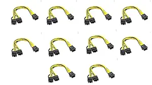 Hi-Lite Essentials [Pack of 10] PCI-E 6pin Female to Dual 8pin (6+2pin) Male Splitter Y Cable Video Card GPU Power Cable