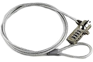 Detroit Packing Co. DPC Laptop Cable Lock & Security Cable for PC, Compatible with Kensington, Notebooks and Other Devices (1.2m (~4 feet), Combination Lock, Silver)