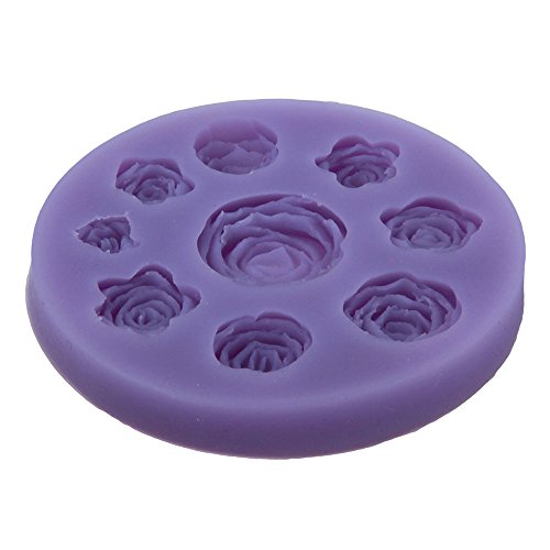 niceeshop(TM) 9 Rose Blumen Form DIY Kuchen Dekoration Fondant Silikon Zucker Handwerk Formen, Zufällige Farbe - 2