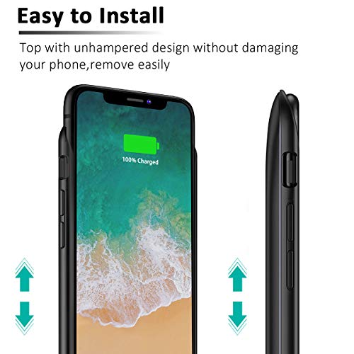 Coque Batterie Compatible avec iPhone X  BeeFix 6000mAh Power Bank Rechargeable   tui de Chargeur Prolong  e Housse de Batterie Portable Compatible avec iPhone X  5 8    Noir