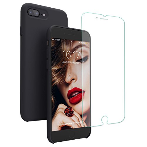 Coque iPhone 7 plus / 8 plus, JASBON Coque Silicone Liquide Anti-rayure avec Protecteur d'écran Gratuit, Houss