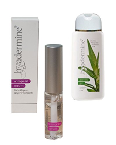 Hyadermine Wimpernserum - 6ml - volle kräftige lange Wimpern, im Hersteller-Set inkl. Aloe Vera Pflege-Gel 250ml