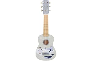 ADAM TOYS Kindergitarre aus Holz, Gitarre für Kinder ab 3 Jahre, 53x17x5 cm, 6-saitige Spielzeuggitarre, Nylonsaiten - mit arktischen Tieren verziert - bemaltes Holz - Musikinstrumente für Kinder