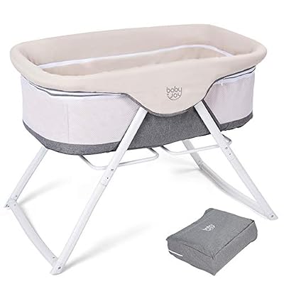 GOPLUS Berceau Bébé,Berceau Pliable,Lit bébé,avec un Sac et Matelas Rembourée - 94x56x70cm - Beige Gris