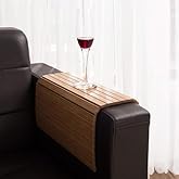SMILEDRIVE® Sofa Armrest Tray | Handcrafted Teak Wood Table Mat for Drinks Snacks - Made in India (Set of 2)